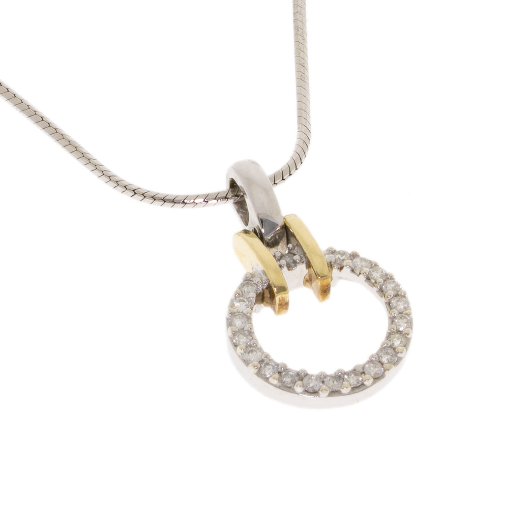 Pre Owned 9ct White Gold Diamond Pendant And Chain