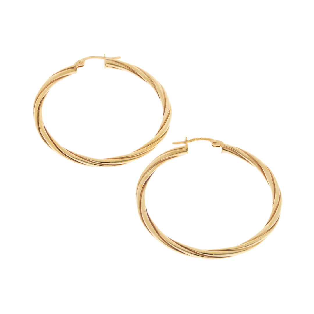 Pre Owned 9ct Gold Twist Hoop Style Earrings