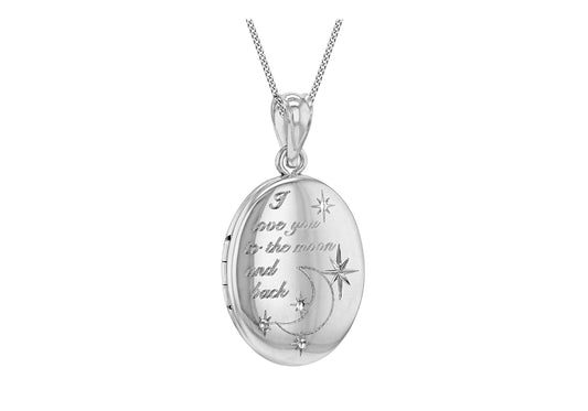 Sterling Silver Love you To The Moon And Back Oval Locket