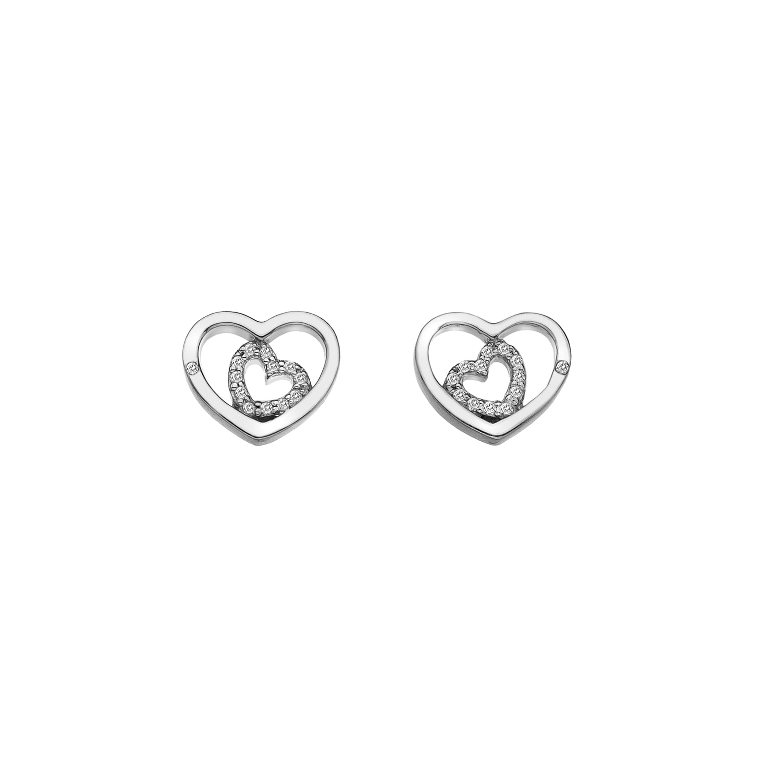 Sterling Silver Hot Diamonds Adorable Encased Stud Earrings