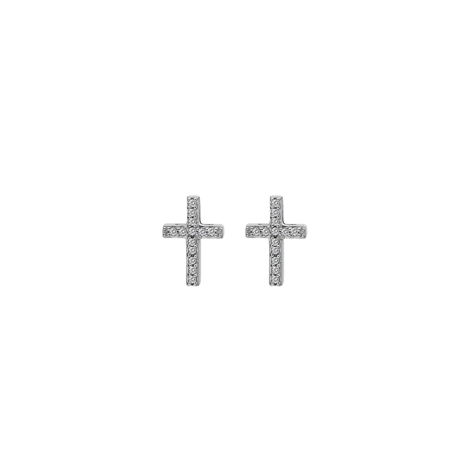 Sterling Silver Hot Diamonds Micro Cross Stud Earrings