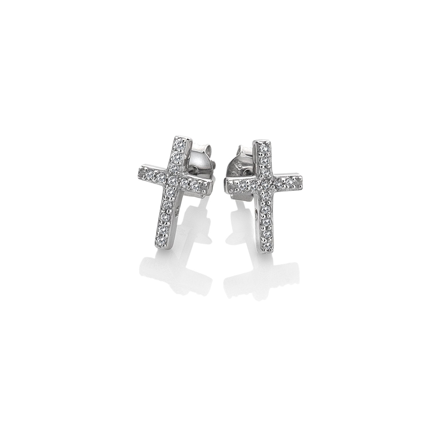Sterling Silver Hot Diamonds Micro Cross Stud Earrings