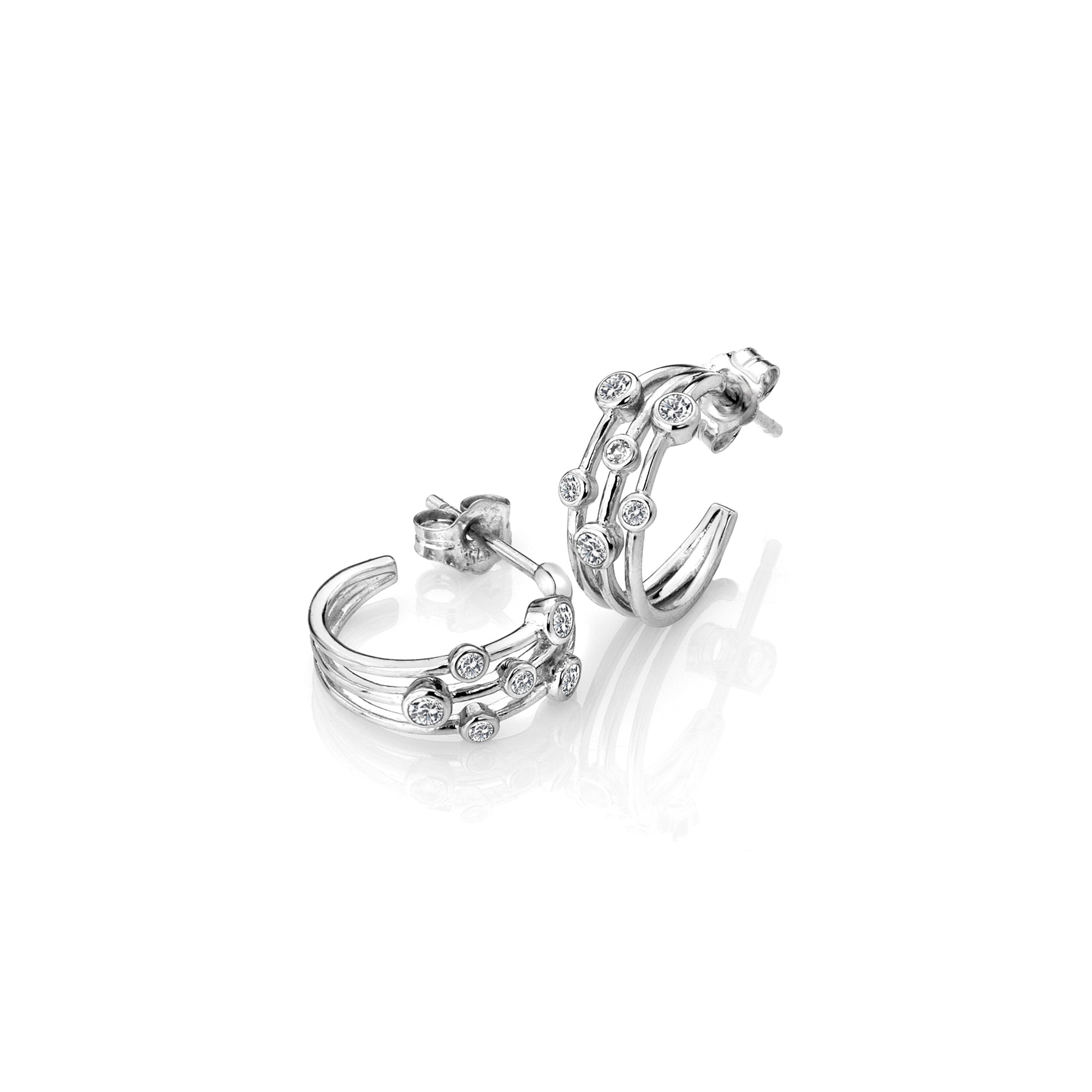 Sterling Silver Hot Diamonds Tender Statement Stud Earrings