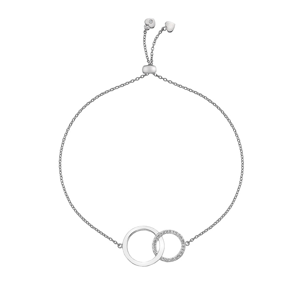 Sterling Silver Hot Diamonds Double Circle Bracelet