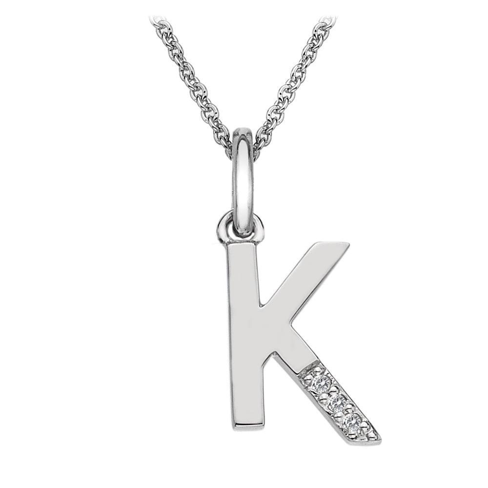 Silver Hot Diamonds Micro Initial Pendant and Chain