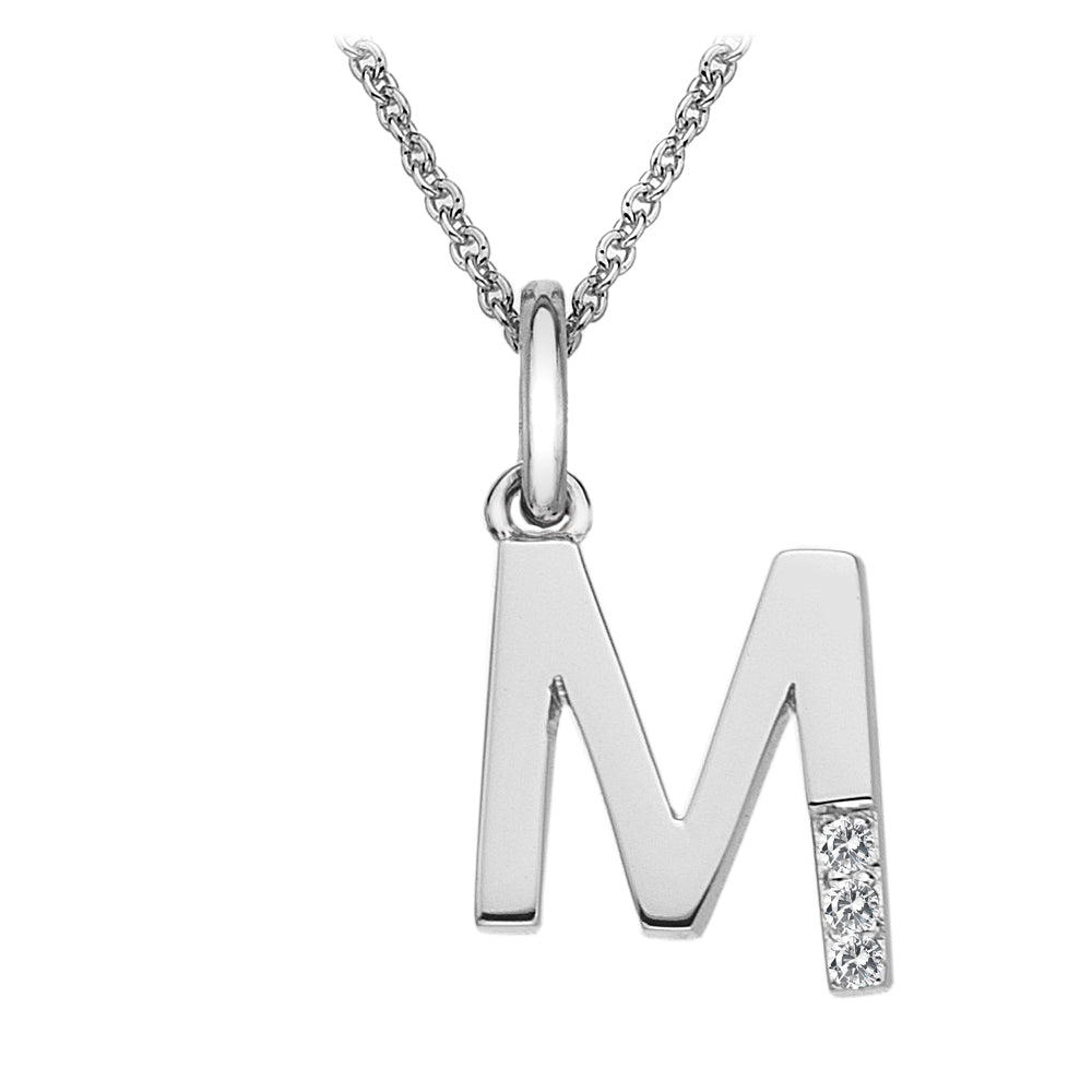 Silver Hot Diamonds Micro Initial Pendant and Chain