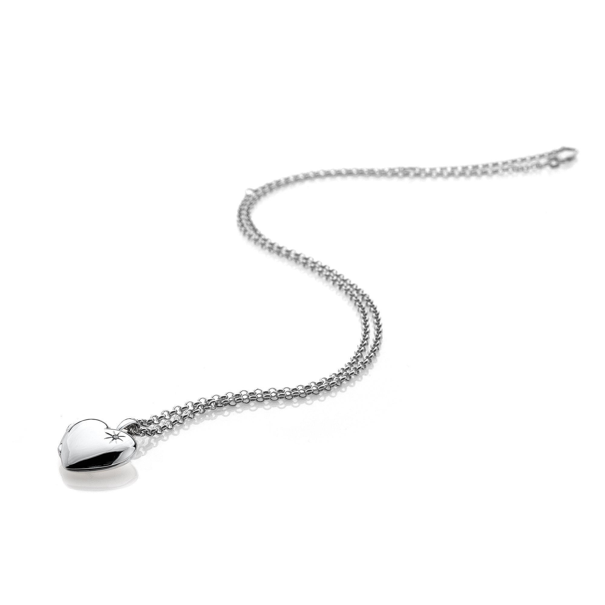 Sterling Silver Hot Diamonds Heart Locket and Chain