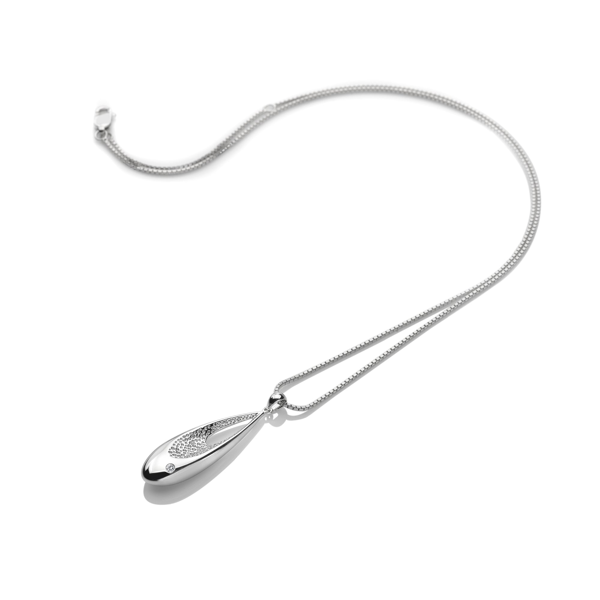 Sterling Silver Hot Diamonds Quest Teardrop Pendant and Chain