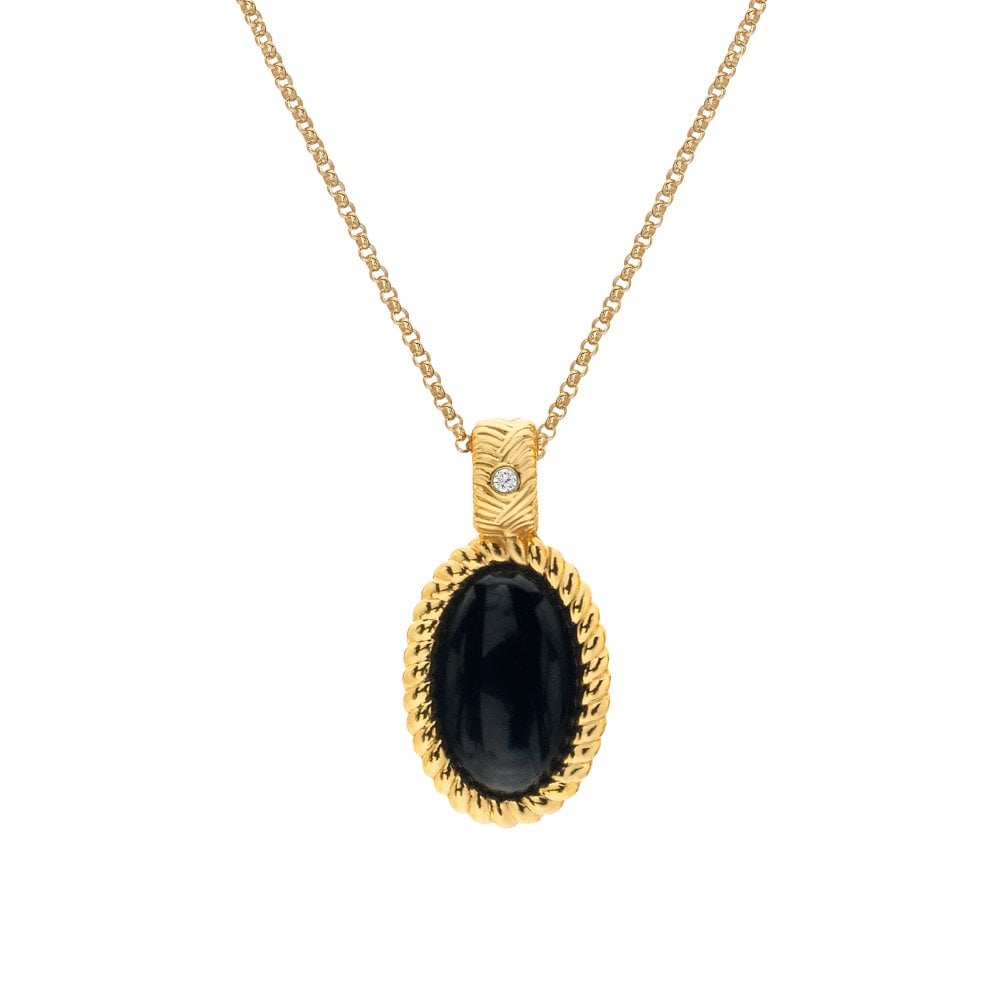 Hot Diamonds x Jac Jossa Black Onyx Oval Pendant and Chain