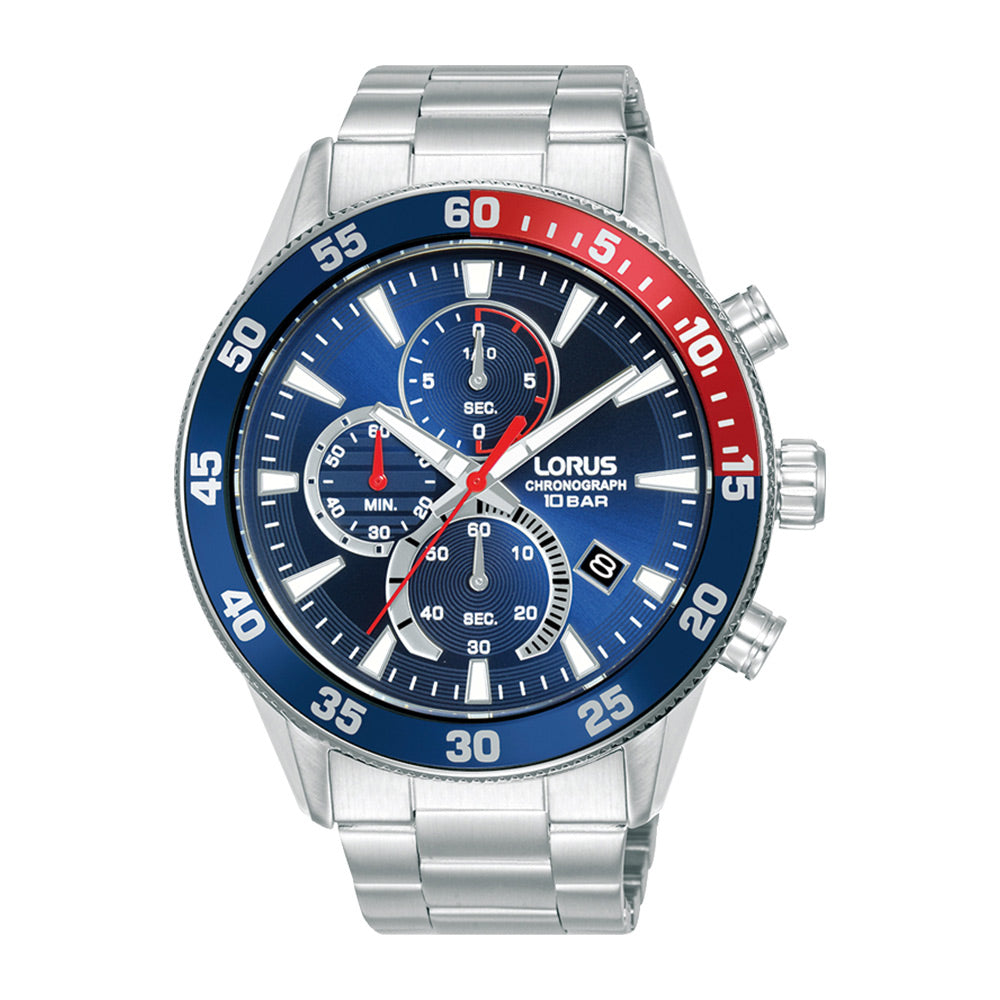 Gents Lorus Chronograph Pepsi Dial 10bar Bracelet Watch