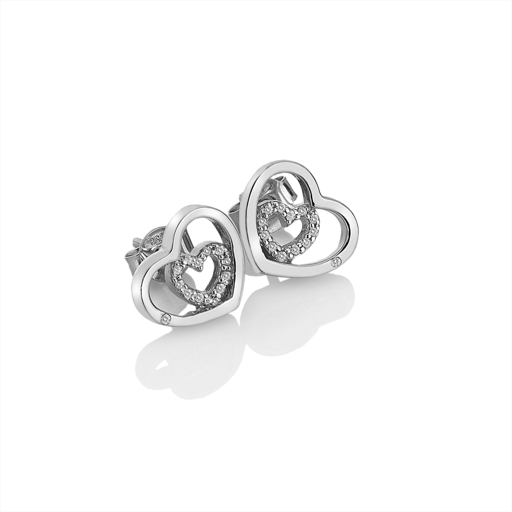 Sterling Silver Hot Diamonds Adorable Encased Stud Earrings