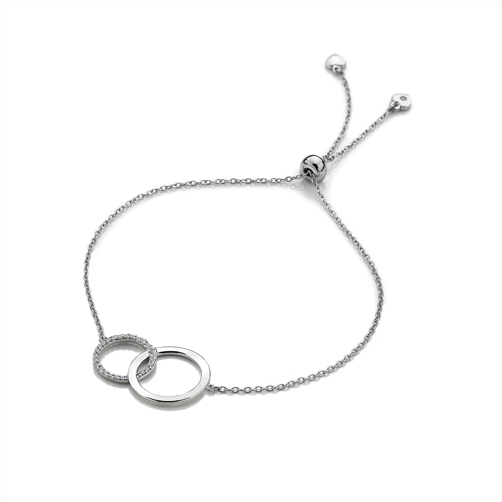 Sterling Silver Hot Diamonds Double Circle Bracelet