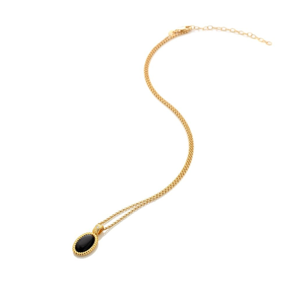 Hot Diamonds x Jac Jossa Black Onyx Oval Pendant and Chain