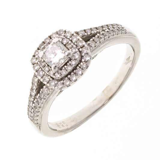 Pre Owned 18ct White Gold Double Halo Princess Cut Diamond Ring