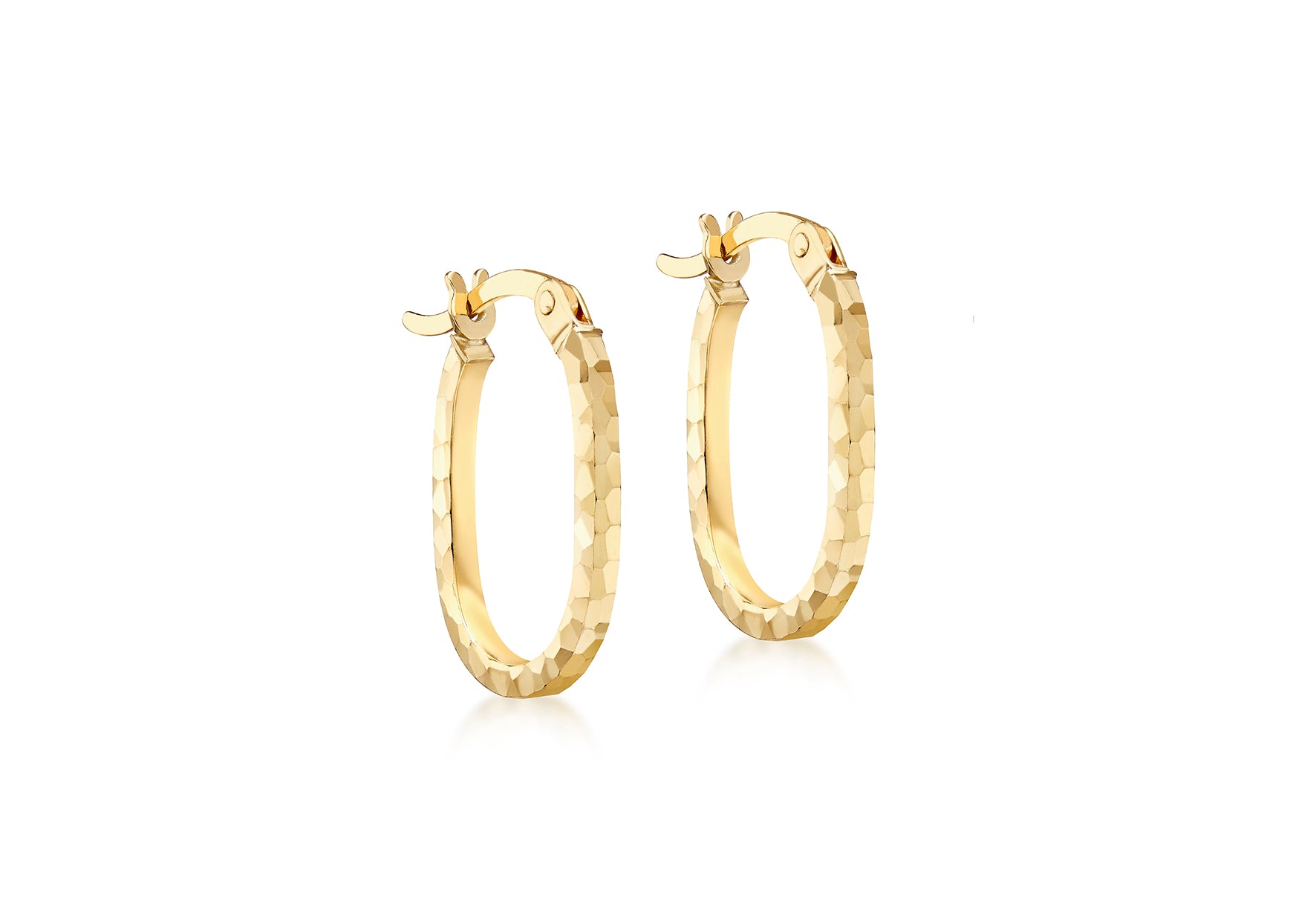 9ct Yellow Gold Diamond Cut Small Oval Hoop Earrings  1513136