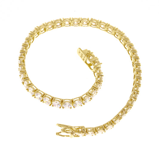 Pre Owned 14ct Gold Cubic Ziconia Set Braclet
