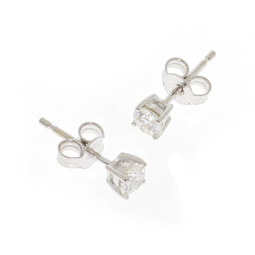 9ct White Gold Diamond Stud Earrings