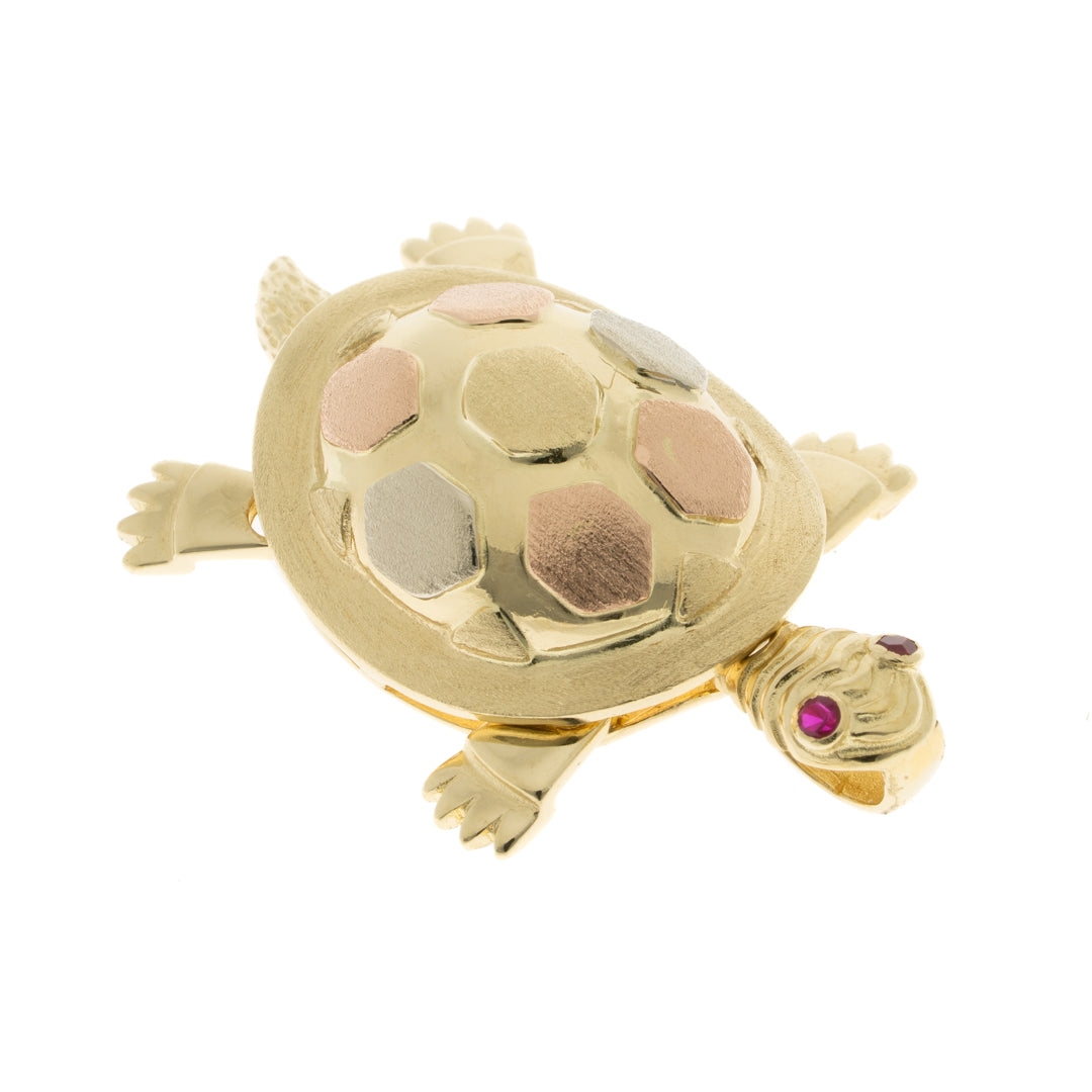 Pre Owned 14ct 3 Colour Gold Turtle Pendant