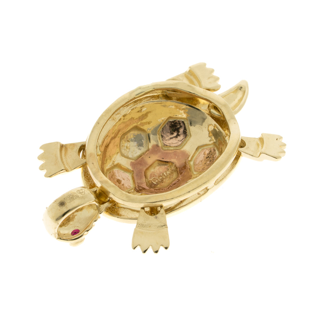 Pre Owned 14ct 3 Colour Gold Turtle Pendant