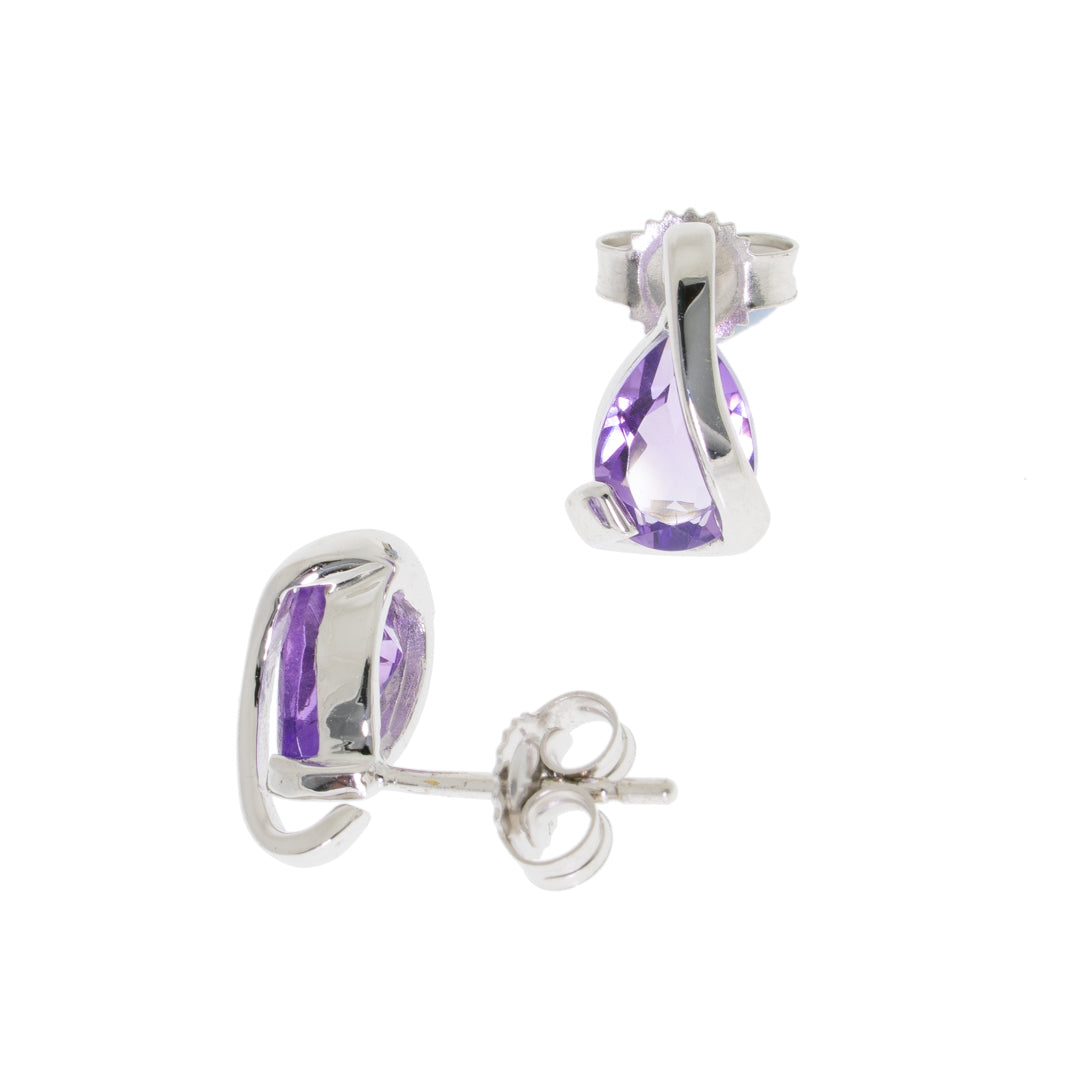 Pre Owned 9ct White Gold Amethyst Stud Earrings