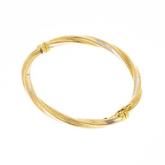 Pre Owned 9ct Gold Hinge Twist Bangle