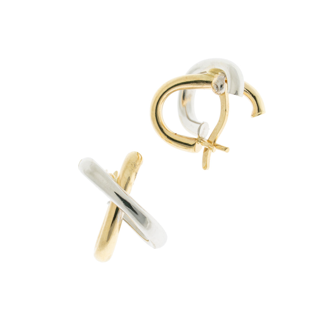 Pre Owned 9ct Two-Tone Gold Stud Earrings