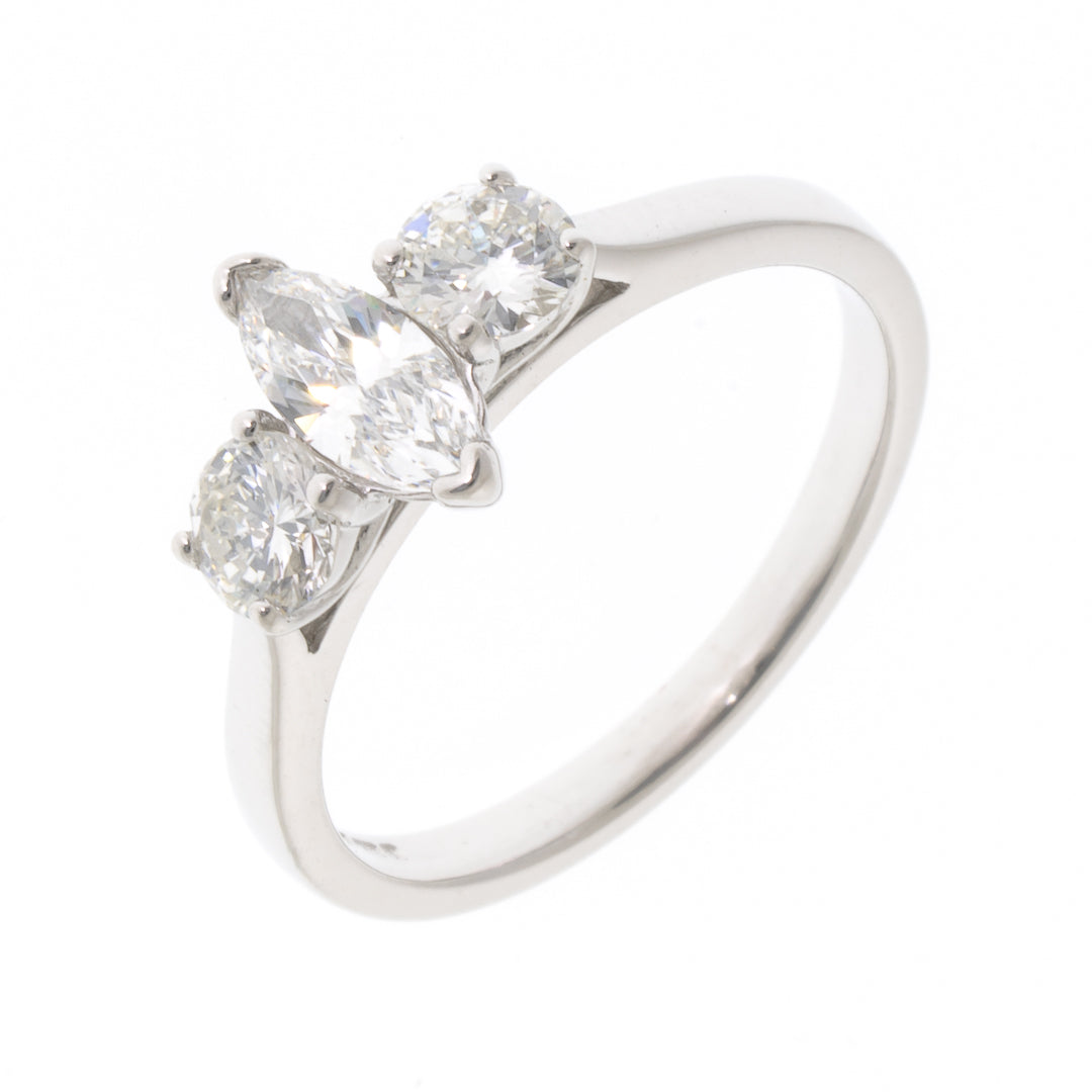 Pre Owned 18ct White Gold 3 Stone Diamond Ring