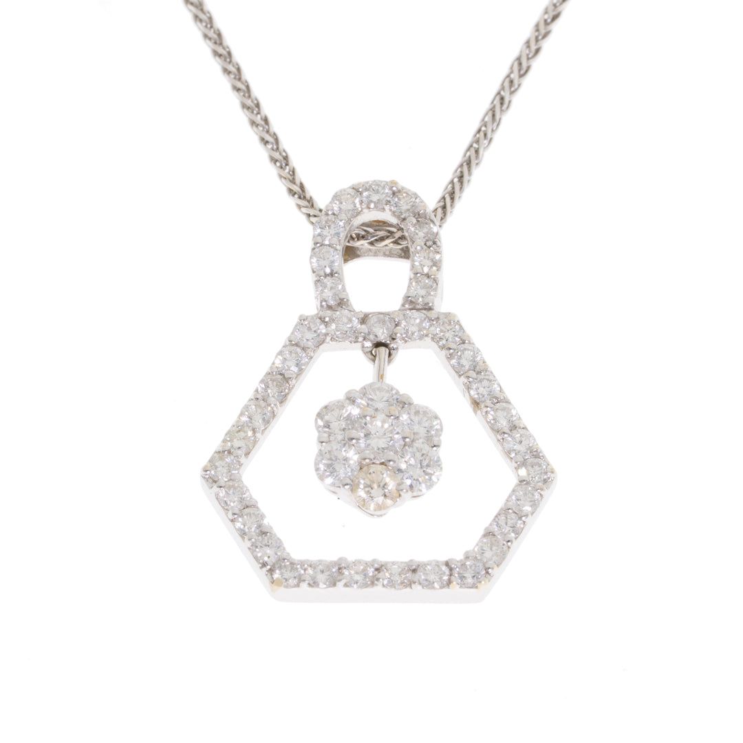 Pre-Owned 18ct White Gold Diamond Pendant with 18inch Spiga Chain