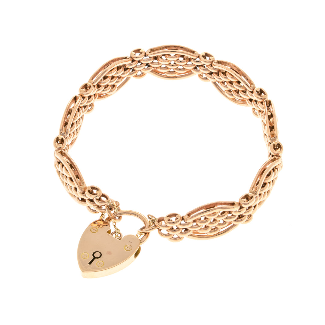 Pre Owned 9ct Rose Gold Fancy Gate Bracelet