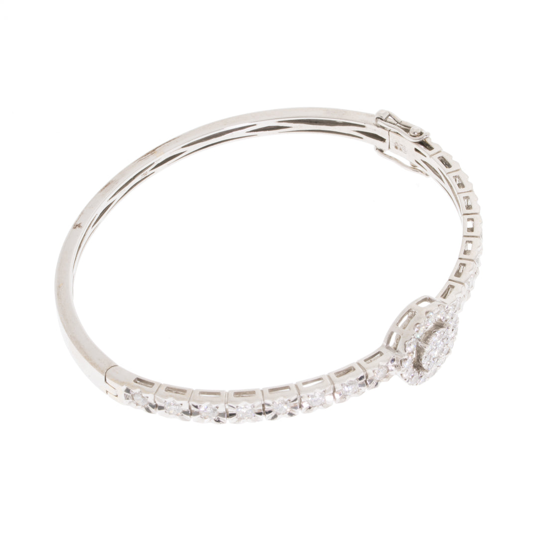 Pre-Owned 18ct White Gold Diamond Set Halo Bangle