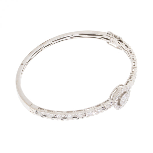 Pre-Owned 18ct White Gold Diamond Set Halo Bangle