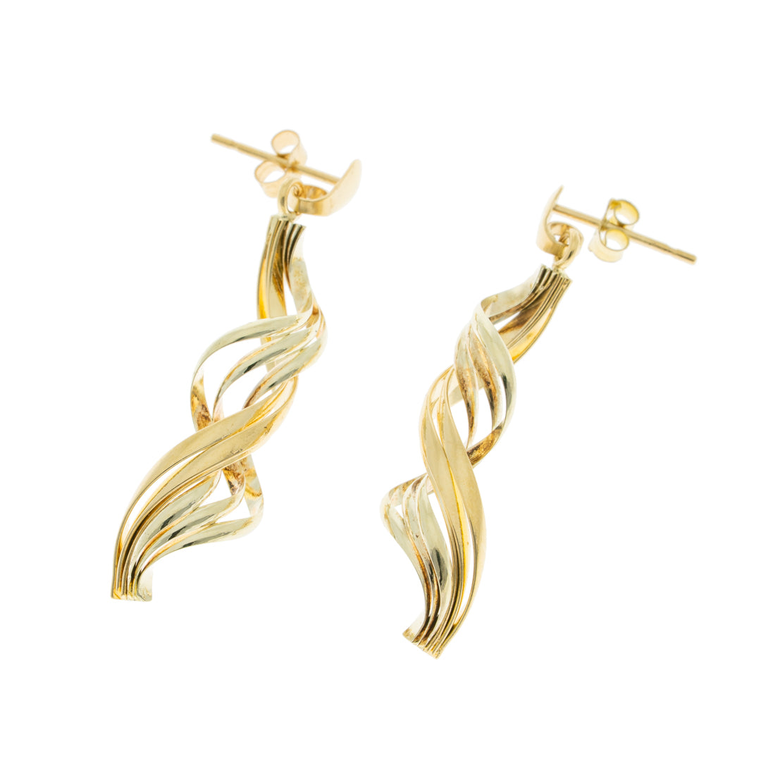 Pre Owned 9ct Two-Tone Ear Rings