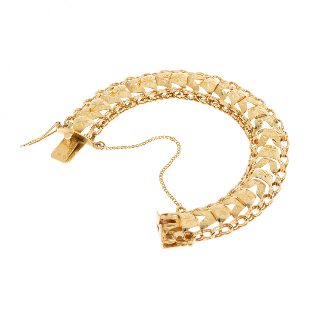 Pre Owned 9ct Gold Fancy Link Bracelet