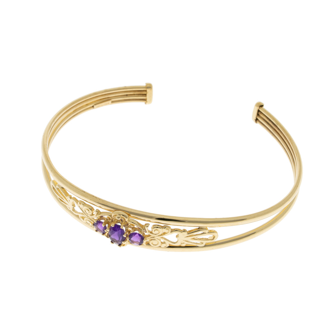 Pre Owned 9ct Gold Amethyst Bangle