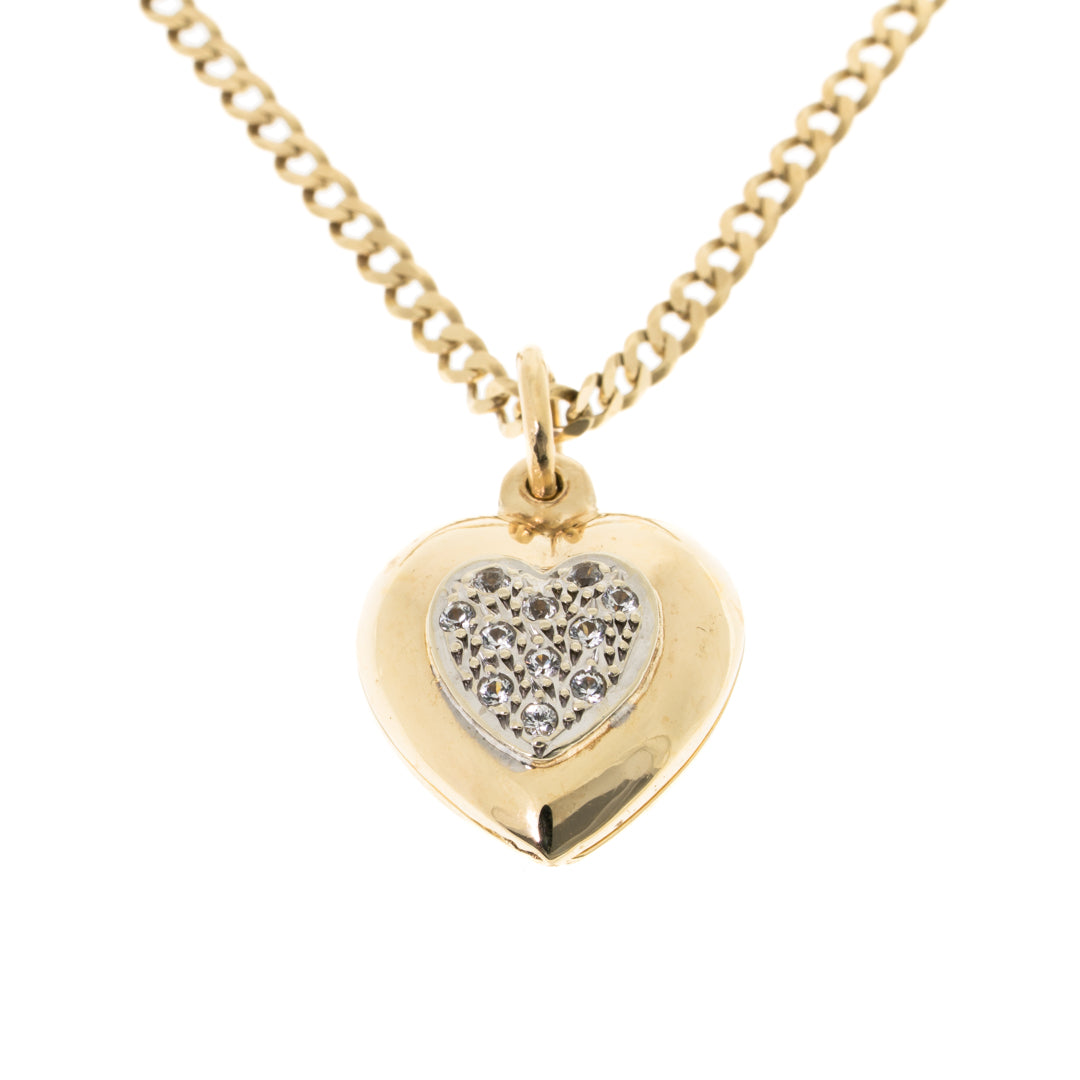 Pre Owned 9ct Gold CZ Heart Locket