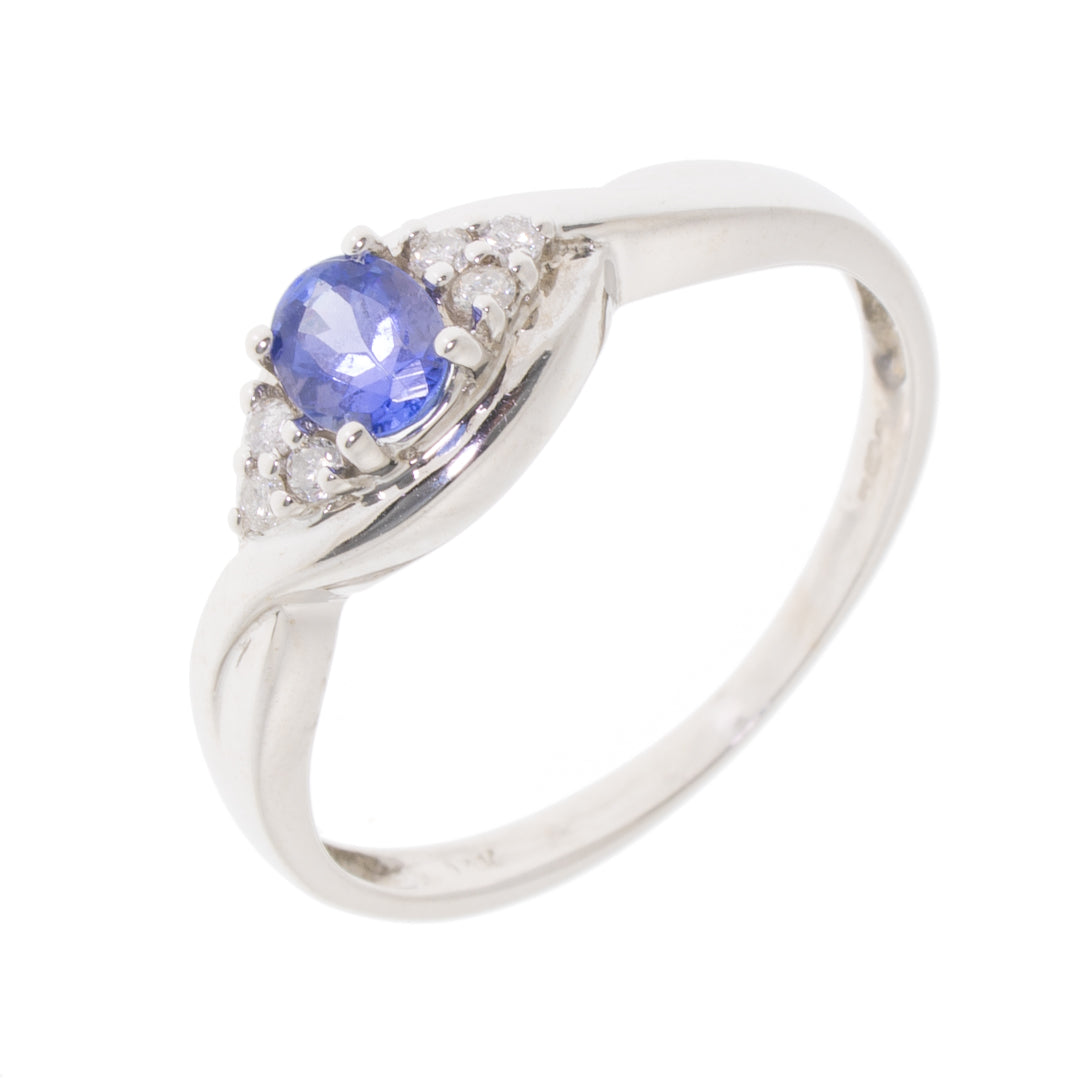 Pre Owned 9ct White Gold Tanzanite and Diamond Ring
