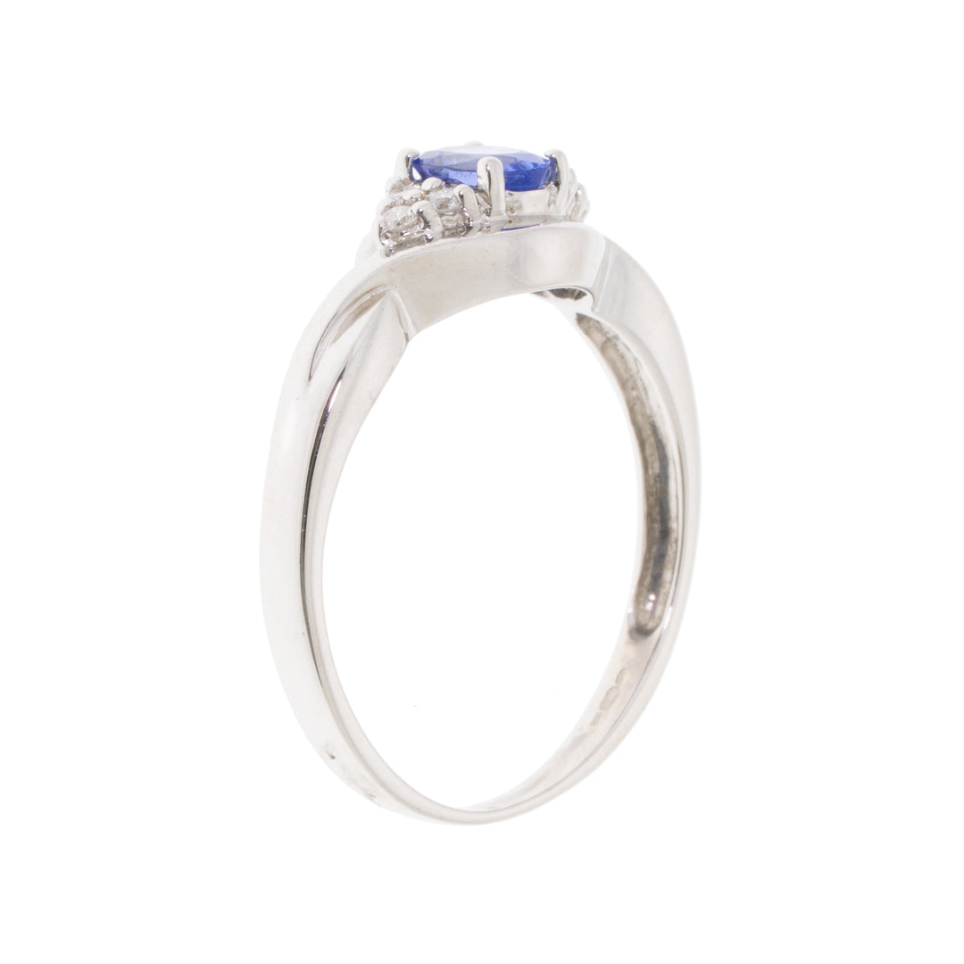 Pre Owned 9ct White Gold Tanzanite and Diamond Ring