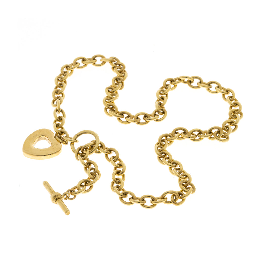 Pre Owned 9ct Blecher Necklet with Tbar and Heart Pendant – WJ Edwards