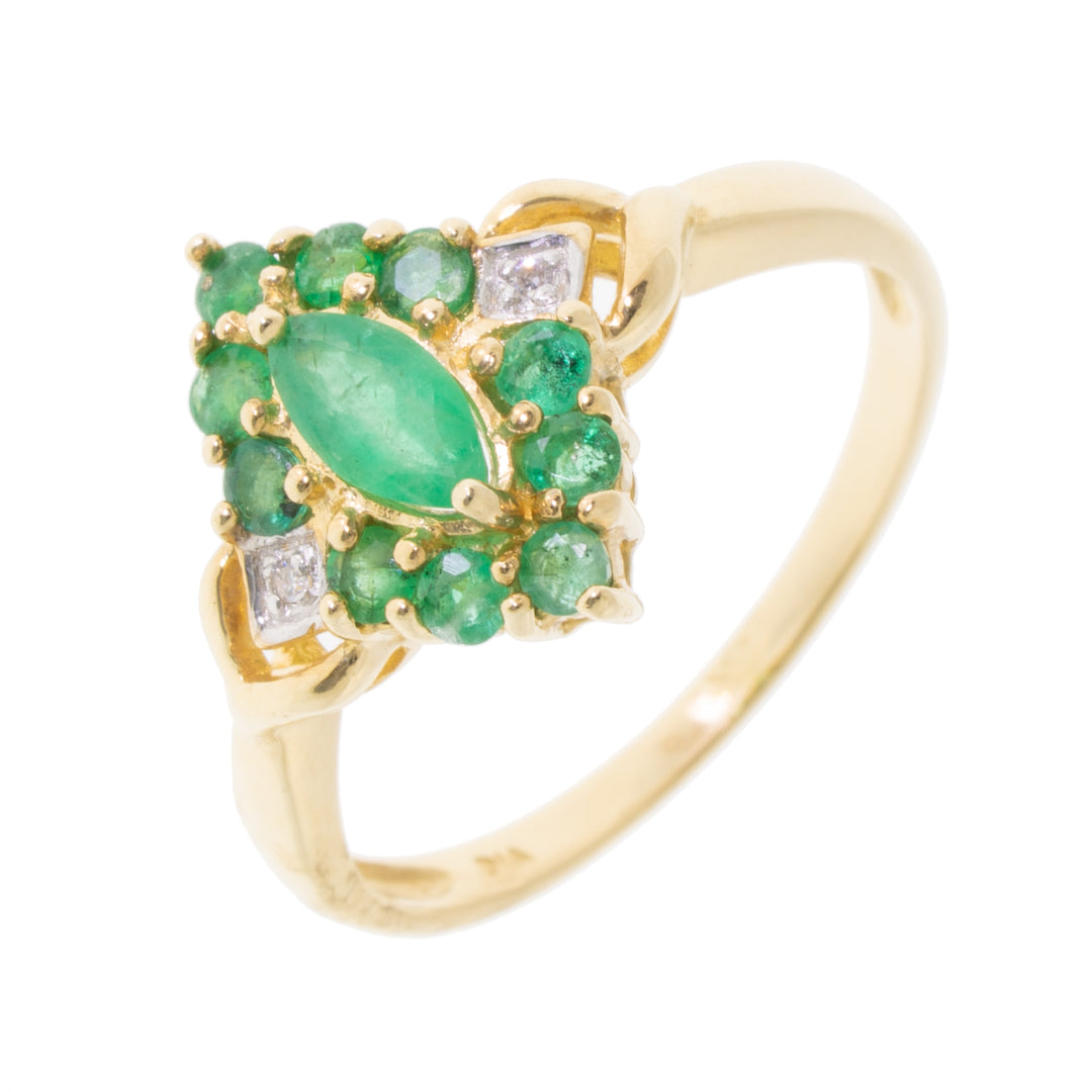 Pre Owned Emerald and Diamond Ring