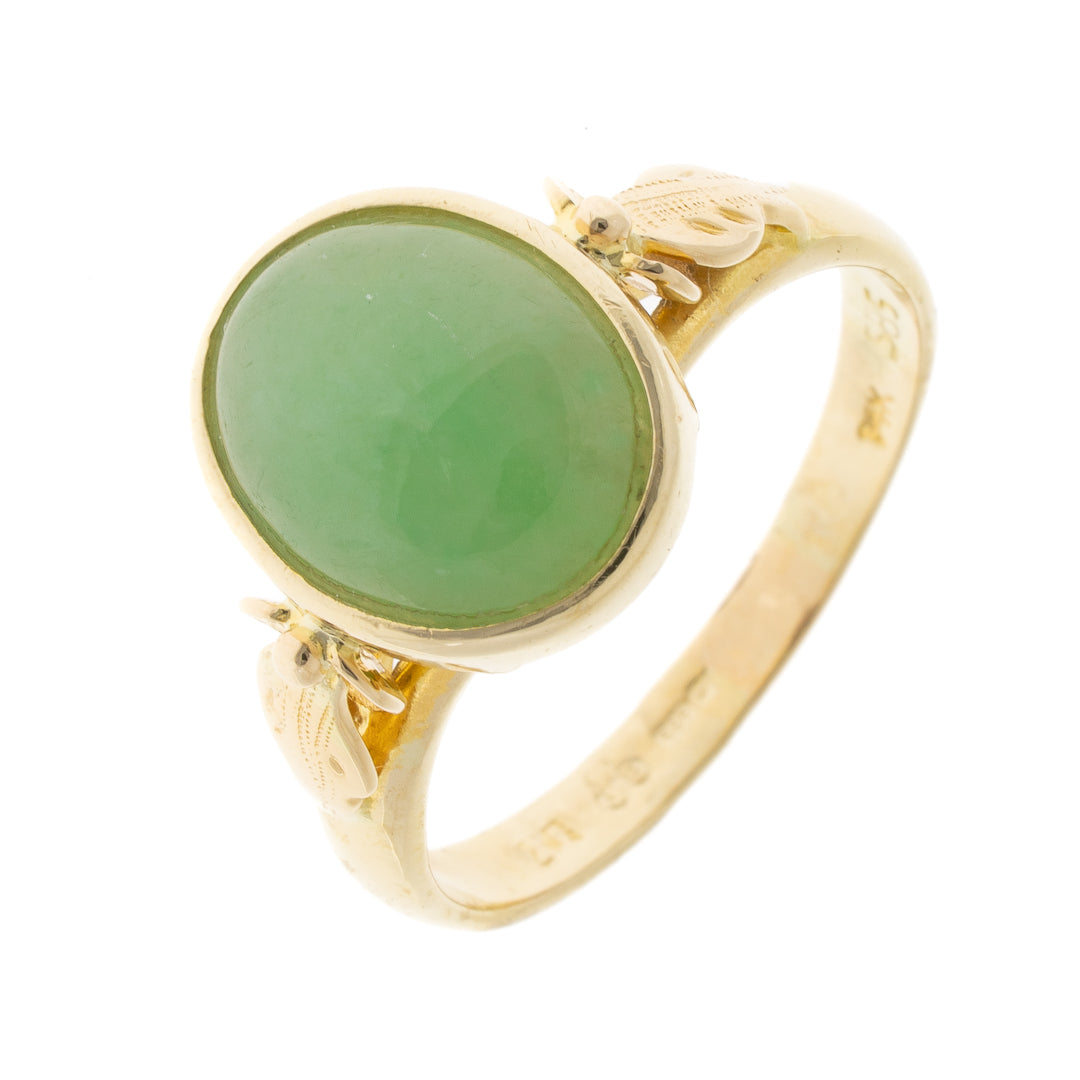 Preowned 14ct Gold Oval Jade Ring