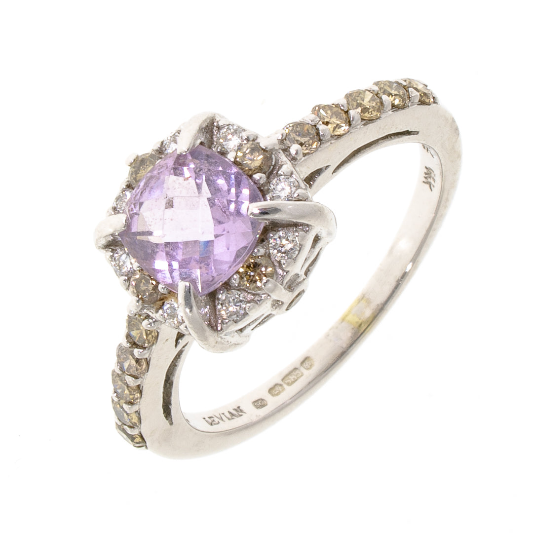 Pre Owned 14ct White Gold Diamond Amethyst (Le Viian) Ring