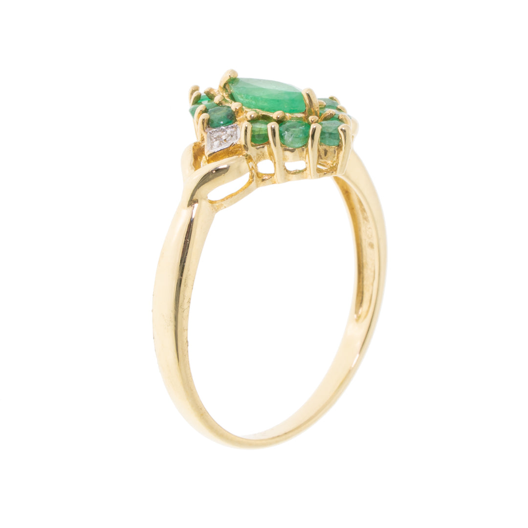 Pre Owned Emerald and Diamond Ring
