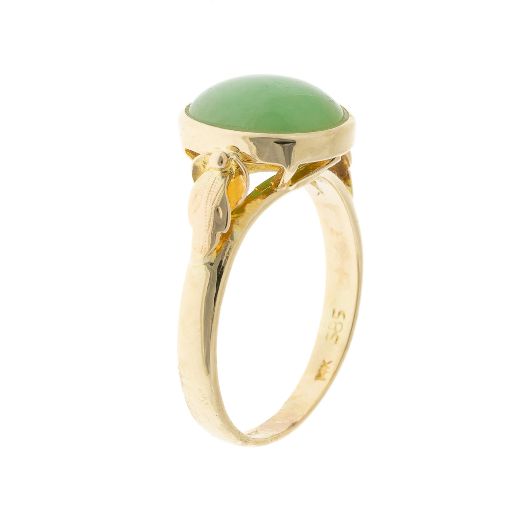 Preowned 14ct Gold Oval Jade Ring
