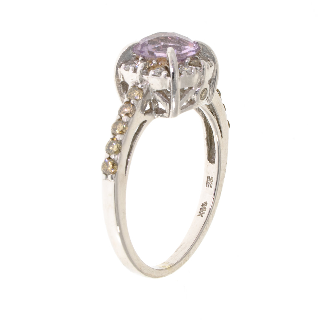 Pre Owned 14ct White Gold Diamond Amethyst (Le Viian) Ring