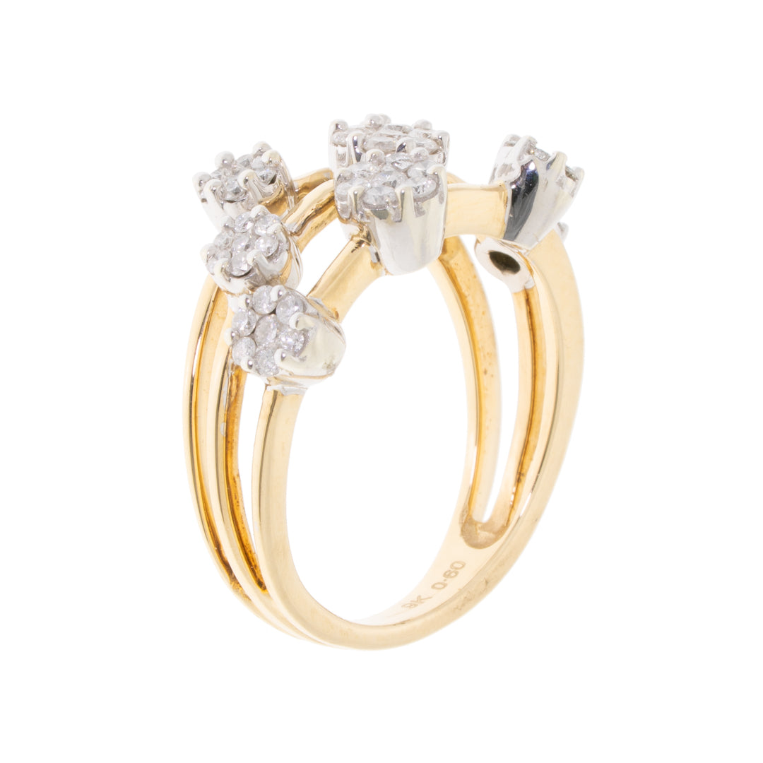 Pre-owned 9ct Gold Multi-Row Scatter Ring