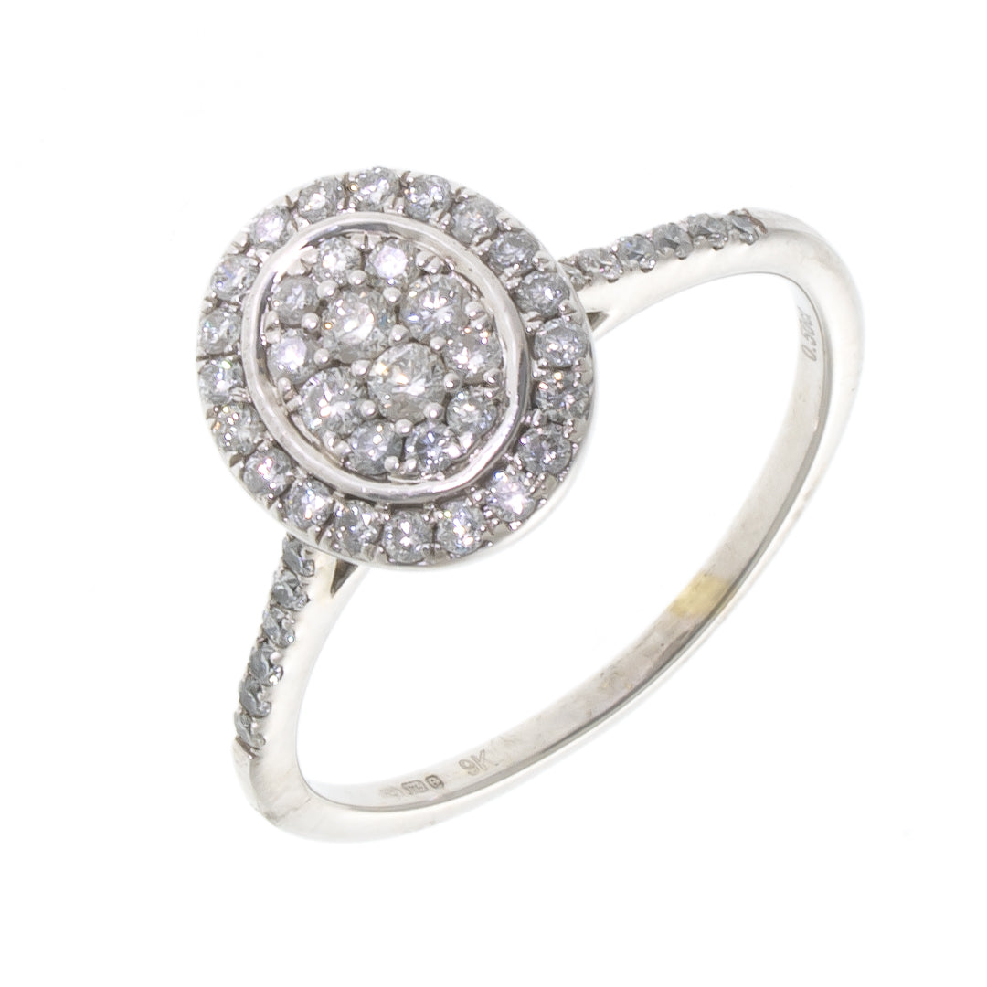 Pre Owned 9ct White Gold Diamond Cluster Ring