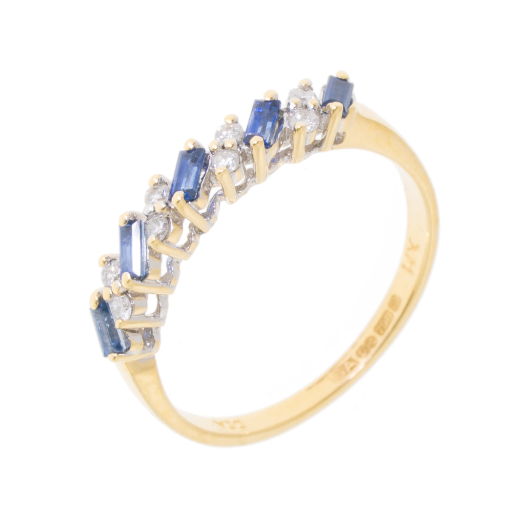 Pre Owned 18ct Gold Sapphire and Diamond 1/2  Eternity Ring