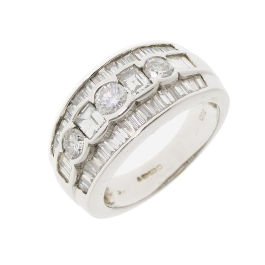 Pre Owned 18ct White Gold Fancy Diamond Ring