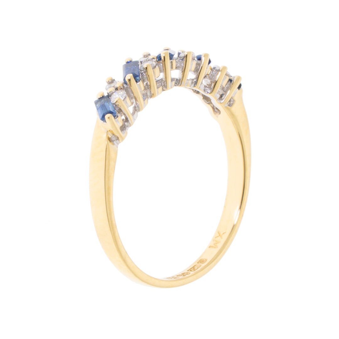 Pre Owned 18ct Gold Sapphire and Diamond 1/2  Eternity Ring