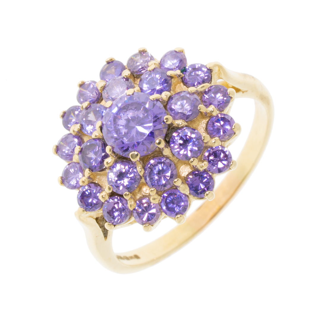 Pre Owned 9ct Gold Amethyst Cluster Ring